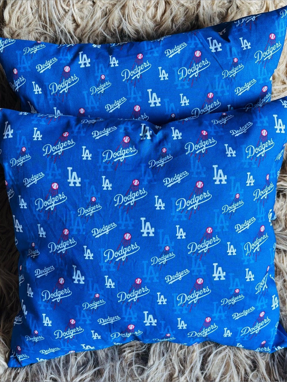 Los Angeles Dodgers Pillow Set Handmade Hard to Find 16”x16” One of a Kind